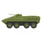 Armored personnel carrier APC green military vehicle side view vector flat illustration BMP