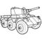 Armored personnel carrier sketch, coloring, illustration on white background, vector illustration