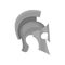 Armour spartan helmet. Medieval protective headgear for knight. Gray metal face mask. Flat vector design