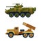 Armoured Personnel Carrier as Armored Fighting Vehicle and Military Transport Equipment Vector Set