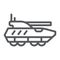 Armoured personnel carrier line icon, army and military, tank sign, vector graphics, a linear pattern on a white