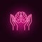 arms and brain neon icon. Elements of Idea set. Simple icon for websites, web design, mobile app, info graphics
