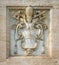 The arms of the Holy See, on the facade of the Basilica of Saint John Lateran in Rome, Italy.