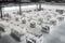 an army of 3d printing and additive manufacturing robots, assembling complex structures in a factory