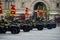 Army all-terrain vehicles AM - 1 on red square during a rehearsal parade