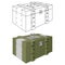 Army ammunition box. Green military box and outline drawing