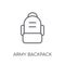 Army backpack linear icon. Modern outline Army backpack logo con