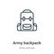 Army backpack outline vector icon. Thin line black army backpack icon, flat vector simple element illustration from editable army