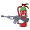 Army fire extinguisher character cartoon