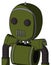 Army-Green Automaton With Bubble Head And Vent Mouth And Two Eyes And Spike Tip