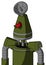 Army-Green Automaton With Cone Head And Angry Cyclops Eye And Radar Dish Hat