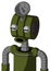 Army-Green Automaton With Multi-Toroid Head And Round Mouth And Two Eyes And Radar Dish Hat