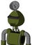 Army-Green Automaton With Rounded Head And Speakers Mouth And Black Visor Cyclops And Radar Dish Hat