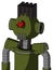 Army-Green Automaton With Rounded Head And Vent Mouth And Angry Cyclops Eye And Pipe Hair