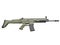 Army green modern assault rifle - top down side view