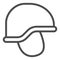 Army helmet line icon. Soldier head protection, ammunition symbol, outline style pictogram on white background. Military