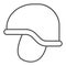 Army helmet thin line icon. Soldier head protection, ammunition symbol, outline style pictogram on white background