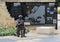 Army infantry statue and World War I wall in the Veteran`s Memorial Park in the City of Irving, Texas.