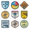 Army jet, aviation, air force vector labels, patch badges, emblems and logos set