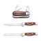 Army knife and kitchen knives set isolated