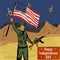 Army man on 4th of July Happy Independence Day America background