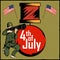 Army man on 4th of July Happy Independence Day America background