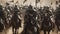 Army of medieval knights riding into battle created with Generative AI.