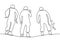 Army people standing with guns continuous one line drawing. Vector military concept during war. Concept of security, peace, and