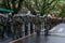 Army police soldiers are equipped and waiting for the start of the Brazilian independence day parade