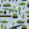 Army seamless pattern. Arms background. Tanks and hand grenade.