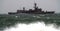 Army ship trough the rough sea