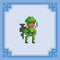 Army soldier in camouflage combat uniform. Pixel art character