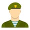 Army soldier icon, flat style