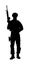 Army soldier with sniper rifle on duty vector silhouette. Memorial Veterans day, 4th July Independence day. Soldier keeps watch.