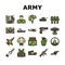 Army Soldier And War Technics Icons Set Vector