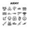 Army Soldier And War Technics Icons Set Vector