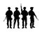 Army soldiers with sniper rifle on duty vector silhouette. Memorial Veterans day, 4th July Independence day. Soldier keeps watch.