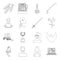 Army, sport, animal and other web icon in outline style.vegetables, service, excitement icons in set collection.