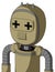 Army-Tan Automaton With Bubble Head And Speakers Mouth And Plus Sign Eyes And Three Spiked