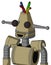Army-Tan Automaton With Cone Head And Happy Mouth And Two Eyes And Wire Hair