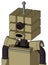 Army-Tan Automaton With Cube Head And Round Mouth And Black Cyclops Eye And Single Antenna