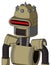 Army-Tan Automaton With Dome Head And Dark Tooth Mouth And Visor Eye And Spike Tip