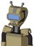 Army-Tan Automaton With Droid Head And Pipes Mouth And Large Blue Visor Eye And Double Antenna