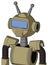 Army-Tan Automaton With Rounded Head And Speakers Mouth And Large Blue Visor Eye And Double Antenna