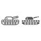 Army tank line and glyph icon, army and force, armature sign, vector graphics, a linear pattern on a white background.