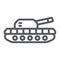 Army tank line icon, army and force, armature sign, vector graphics, a linear pattern on a white background.