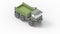 Army truck 3D rendering, millitary vehicle logistics lorry isolated in studio background