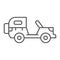 Army vehicle thin line icon, army and transport, military car sign, vector graphics, a linear pattern on a white