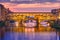 Arno and Ponte Vecchio at sunset, Florence, Italy