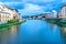 Arno River Ponte Alle Grazie Evening Florence Italy